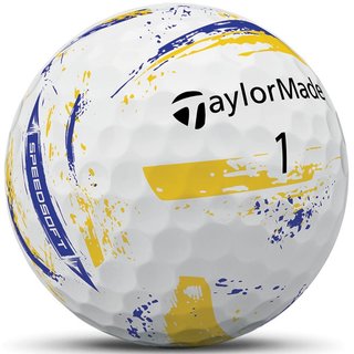 TaylorMade SpeedSoft Ink golfballen, geel/blauw