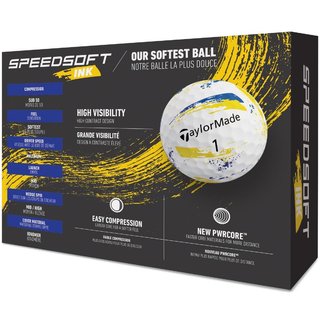 TaylorMade SpeedSoft Ink golfballen, geel/blauw