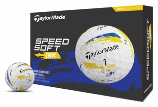 TaylorMade SpeedSoft Ink golfballen, geel/blauw