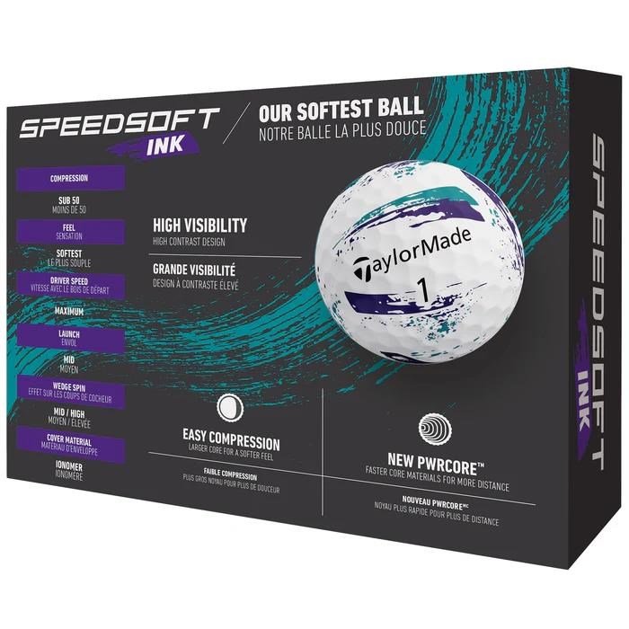TaylorMade SpeedSoft Ink golfballen, paars/teal
