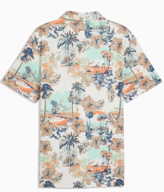 Puma Cloudspun Palm heren polo, warm white/mint jelly/melon glow