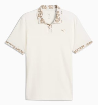 Puma Modalon Floral Rib heren polo, warm white/ice coffee