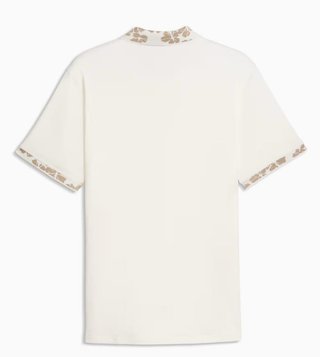 Puma Modalon Floral Rib heren polo, warm white/ice coffee