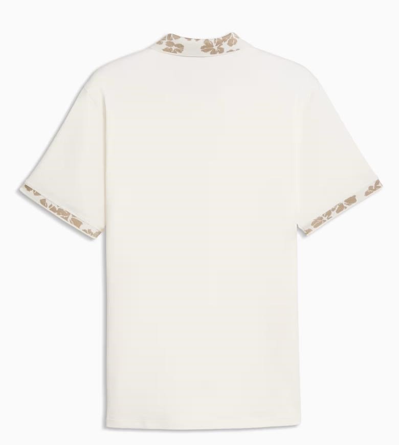 Puma Modalon Floral Rib heren polo, warm white/ice coffee