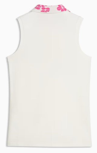 Puma Modalon Floral Rib Sleeveless dames polo, warm white/pink opal