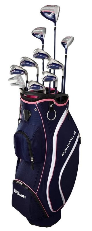 Wilson Profile dames golfset, LLH + cartbag, navy/rose goud/zilver