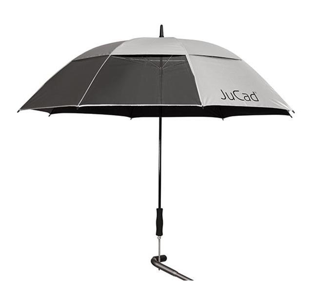 JuCad telescopische golfparaplu 68" vierkant & windbestendig met 2 kijkvensters met pin, zilver (UV-bescherming)