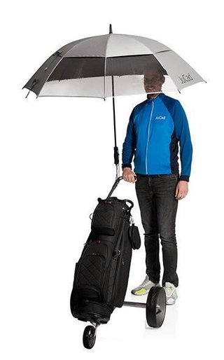JuCad telescopische golfparaplu 68" vierkant & windbestendig met 2 kijkvensters met pin, zilver (UV-bescherming)