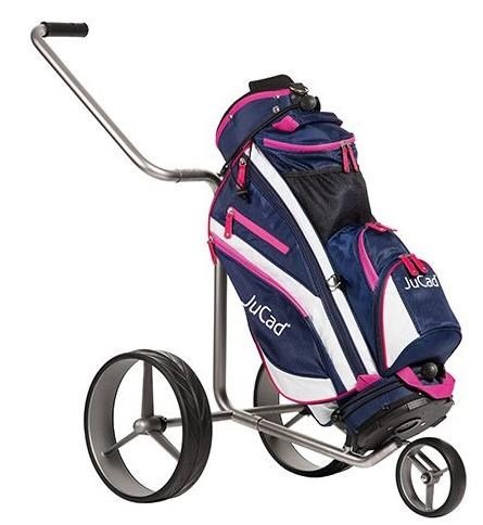 JuCad Junior cart bag, donkerblauw/wit/roze