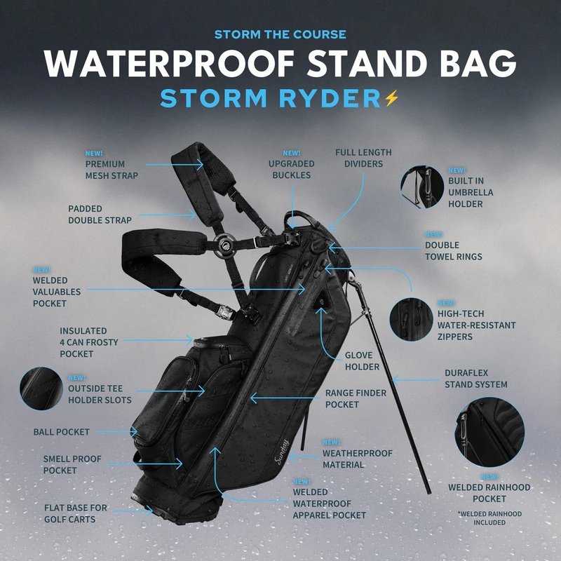 Sunday Golf Storm Ryder stand bag, zwart