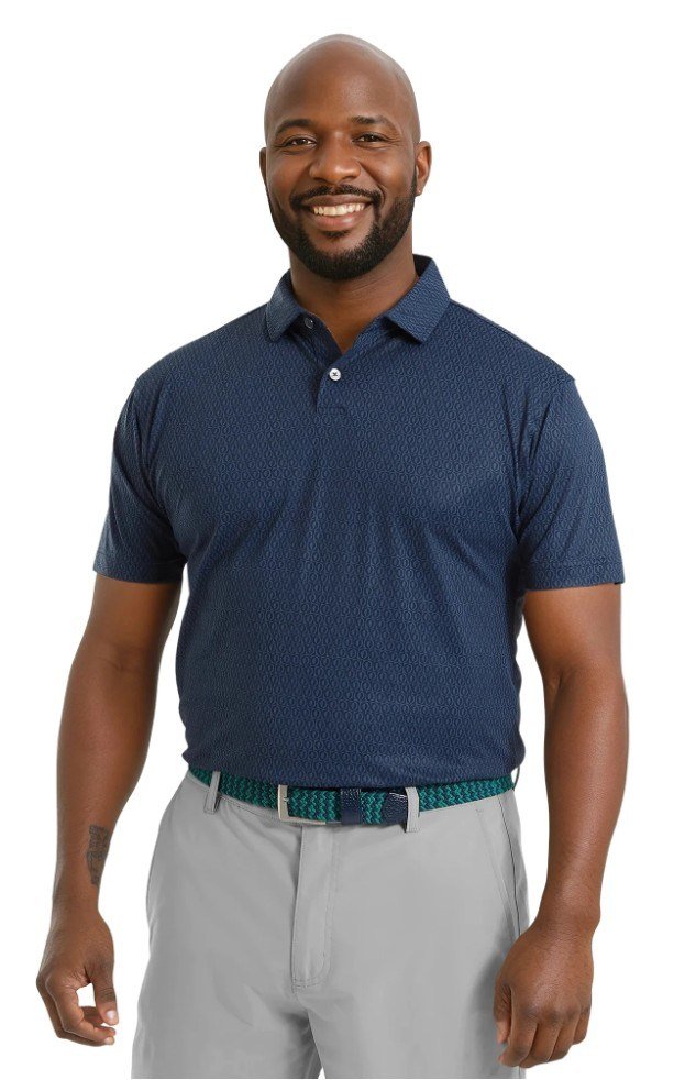 FootJoy Modernist Geo Pique heren polo, navy tonal