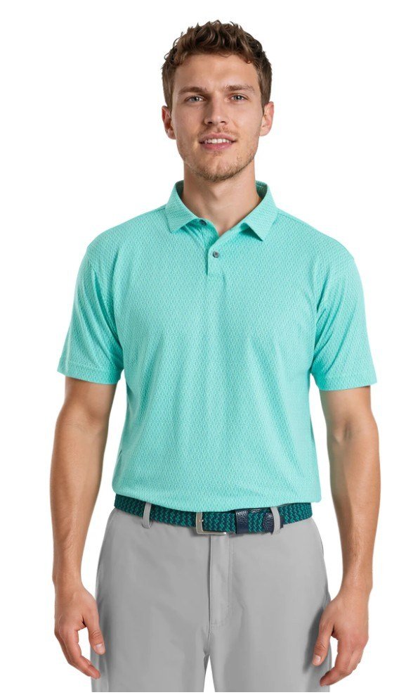 FootJoy Modernist Geo Pique heren polo, blue reef/sea glass