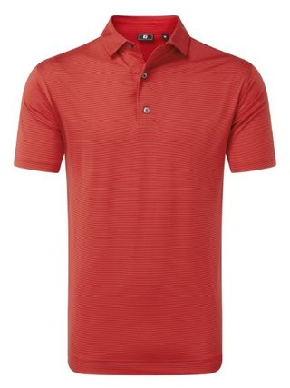 FootJoy Micro Feeder Stripe Lisle heren polo, red tonal