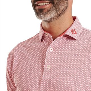 FootJoy Scallop Geo Pique heren polo, nantucket red