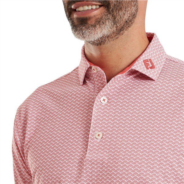 FootJoy Scallop Geo Pique heren polo, nantucket red