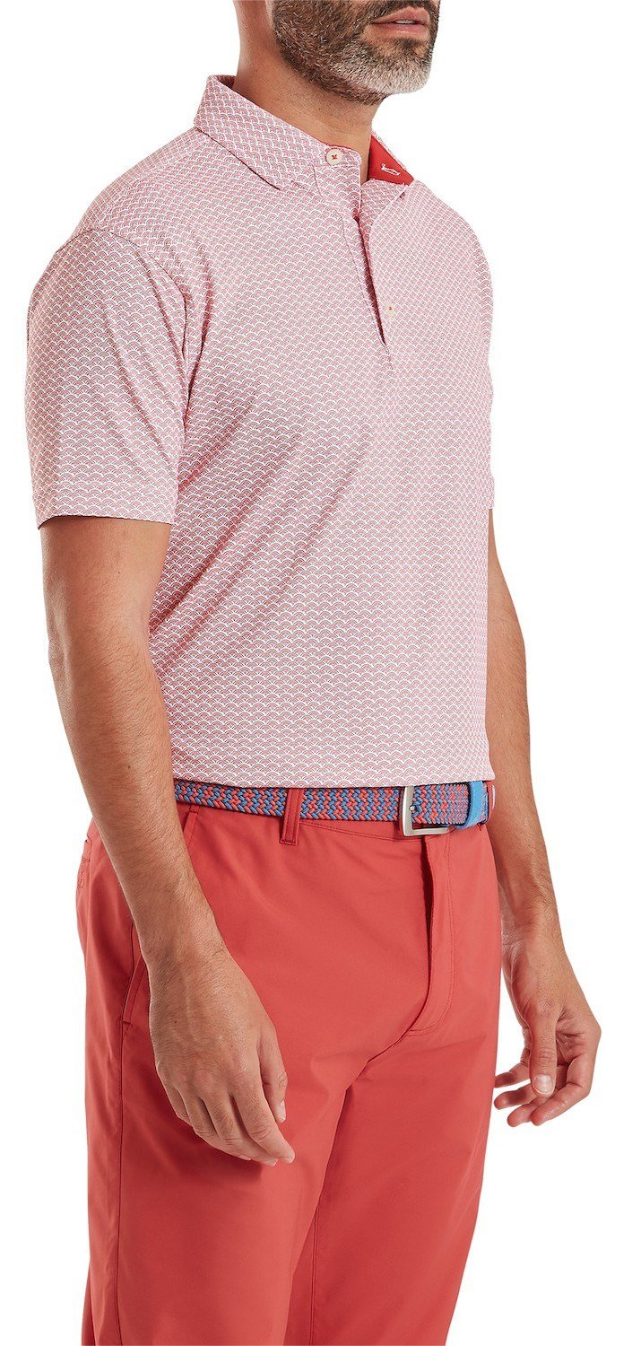 FootJoy Scallop Geo Pique heren polo, nantucket red