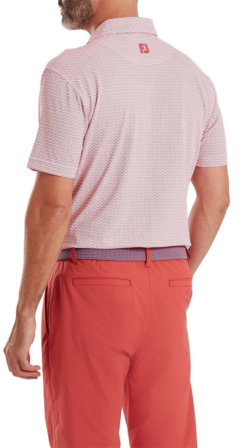 FootJoy Scallop Geo Pique heren polo, nantucket red