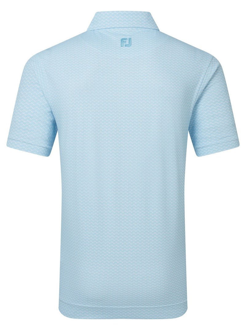 FootJoy Scallop Geo Pique heren polo, blue reef