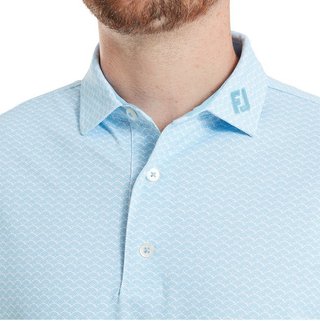 FootJoy Scallop Geo Pique heren polo, blue reef