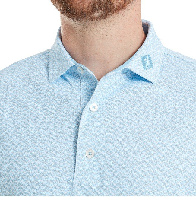 FootJoy Scallop Geo Pique heren polo, blue reef