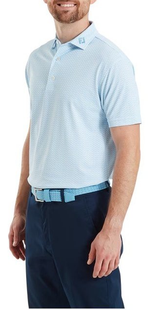 FootJoy Scallop Geo Pique heren polo, blue reef