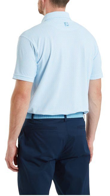 FootJoy Scallop Geo Pique heren polo, blue reef