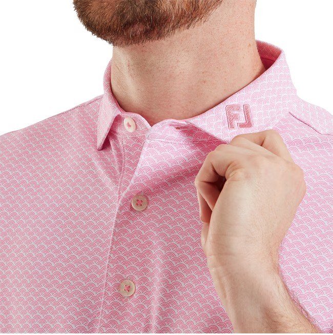 FootJoy Scallop Geo Pique heren polo, pink pop