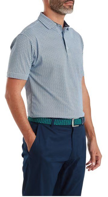 FootJoy Scallop Geo Pique heren polo, navy