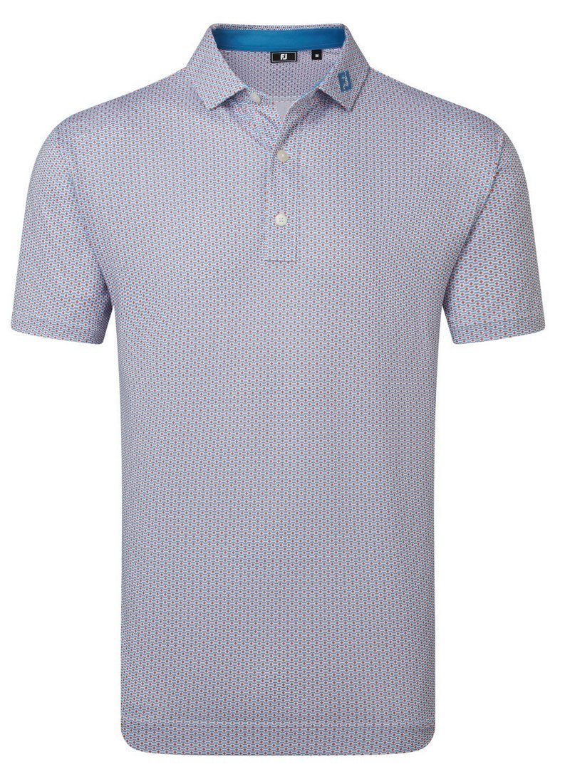 FootJoy Nautical Flag Print Lisle heren polo, nantucket red/coastal blue