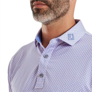 FootJoy Nautical Flag Print Lisle heren polo, pink pop/vivid violet