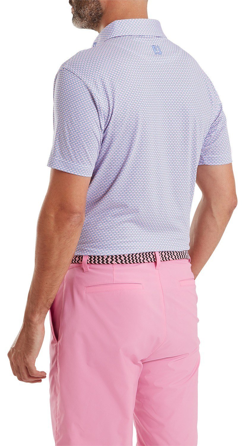 FootJoy Nautical Flag Print Lisle heren polo, pink pop/vivid violet