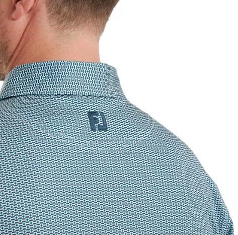 FootJoy Nautical Flag Print Lisle heren polo, field green/navy