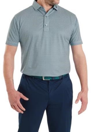FootJoy Nautical Flag Print Lisle heren polo, field green/navy