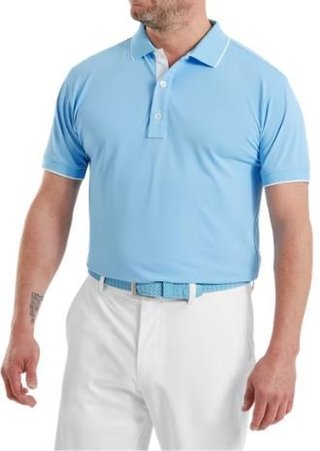 FootJoy FJ Wordmark Pique heren polo, blue reef