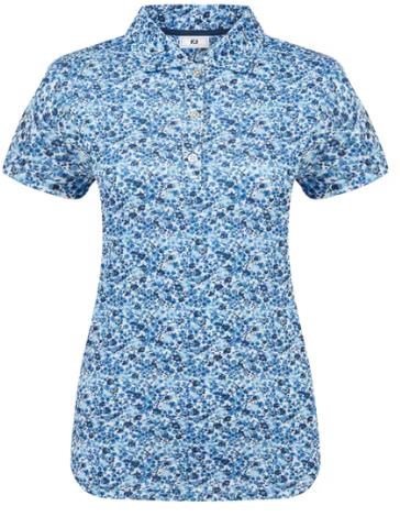 FootJoy Cap Sleeve Lisle dames polo, navy floral print