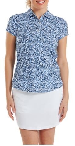FootJoy Cap Sleeve Lisle dames polo, navy floral print