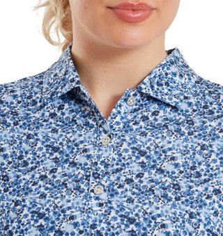 FootJoy Cap Sleeve Lisle dames polo, navy floral print