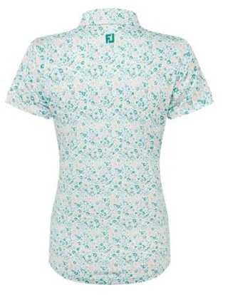 FootJoy Cap Sleeve Lisle dames polo, tile blue floral print