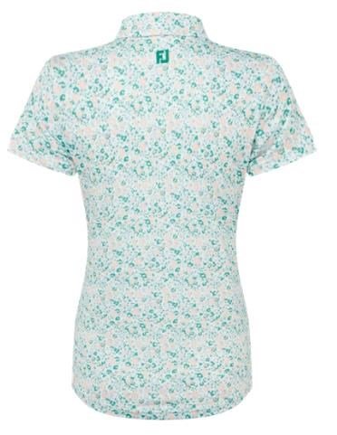 FootJoy Cap Sleeve Lisle dames polo, tile blue floral print