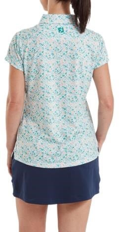 FootJoy Cap Sleeve Lisle dames polo, tile blue floral print