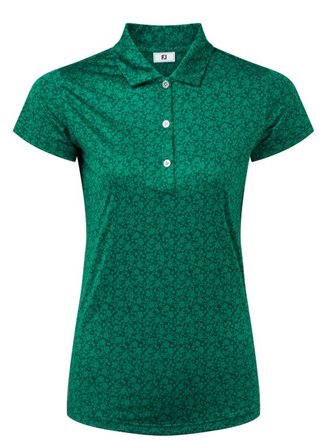 FootJoy Painted Floral Cap Sleeve Lisle dames polo, field green