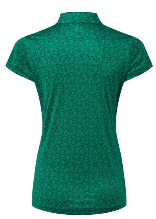 FootJoy Painted Floral Cap Sleeve Lisle dames polo, field green