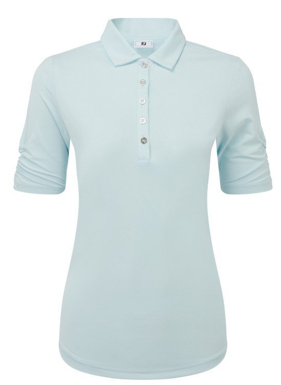 FootJoy Half Sleeve Ruched Lisle dames polo, glacial blue