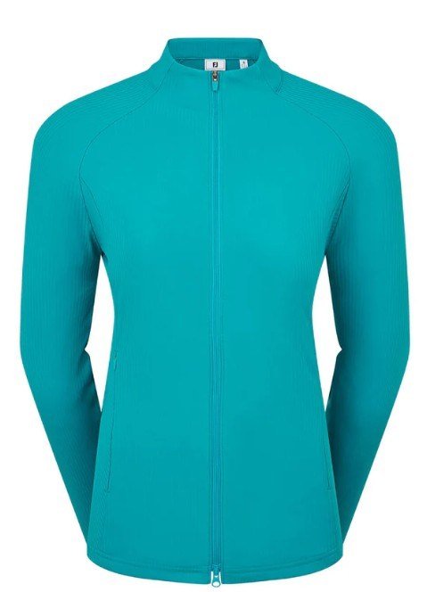 FootJoy Full-Zip Rib Midlayer dames sweatshirt, tile blue