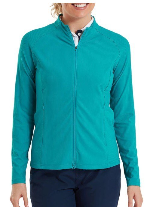FootJoy Full-Zip Rib Midlayer dames sweatshirt, tile blue