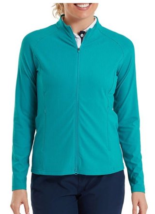 FootJoy Full-Zip Rib Midlayer dames sweatshirt, tile blue