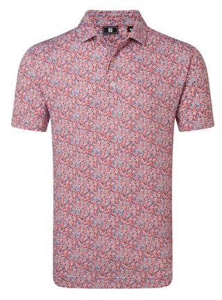 FootJoy Meadow Print Lisle heren polo, nantucket red/hambray/coastal blue