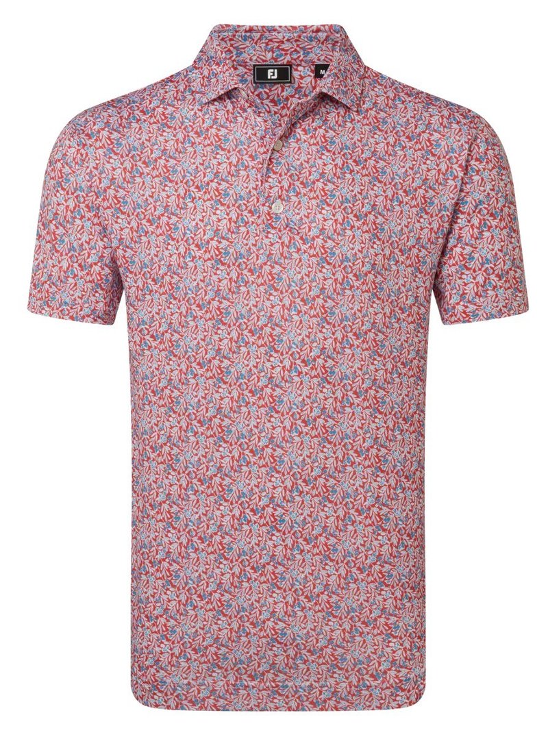 FootJoy Meadow Print Lisle heren polo, nantucket red/hambray/coastal blue