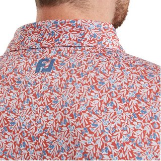 FootJoy Meadow Print Lisle heren polo, nantucket red/hambray/coastal blue
