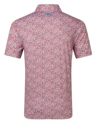 FootJoy Meadow Print Lisle heren polo, nantucket red/hambray/coastal blue